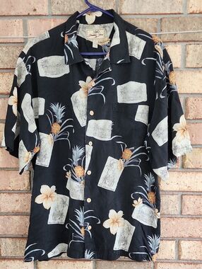 Jamaica Jaxx 100% Silk Floral SS in Gold, Black and Gray